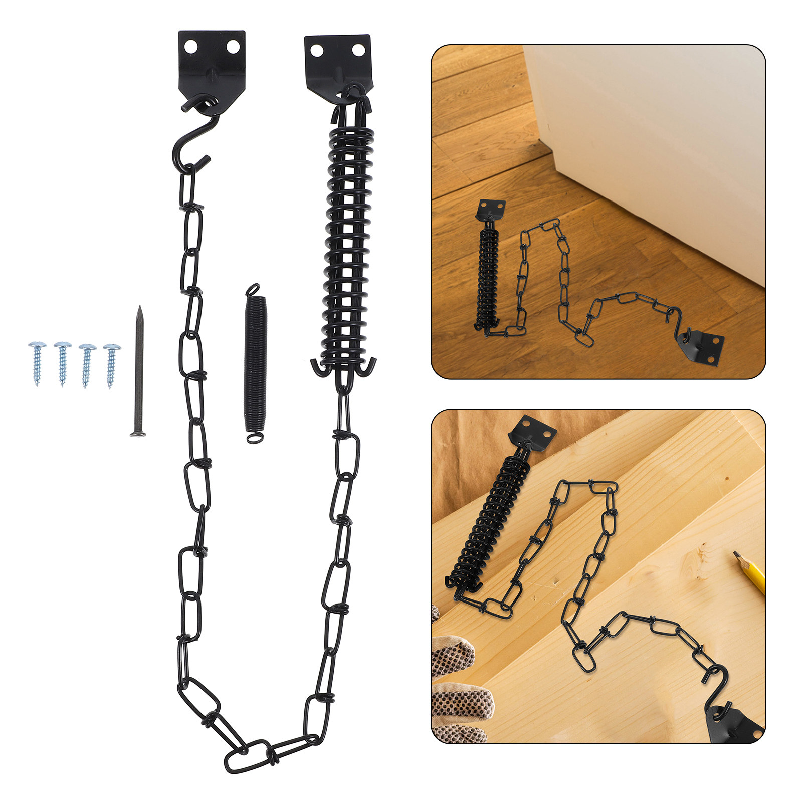 Door Chain Guard - 2er-Set winddichte Ketten-Türschlösser im amerikanischen Stil,