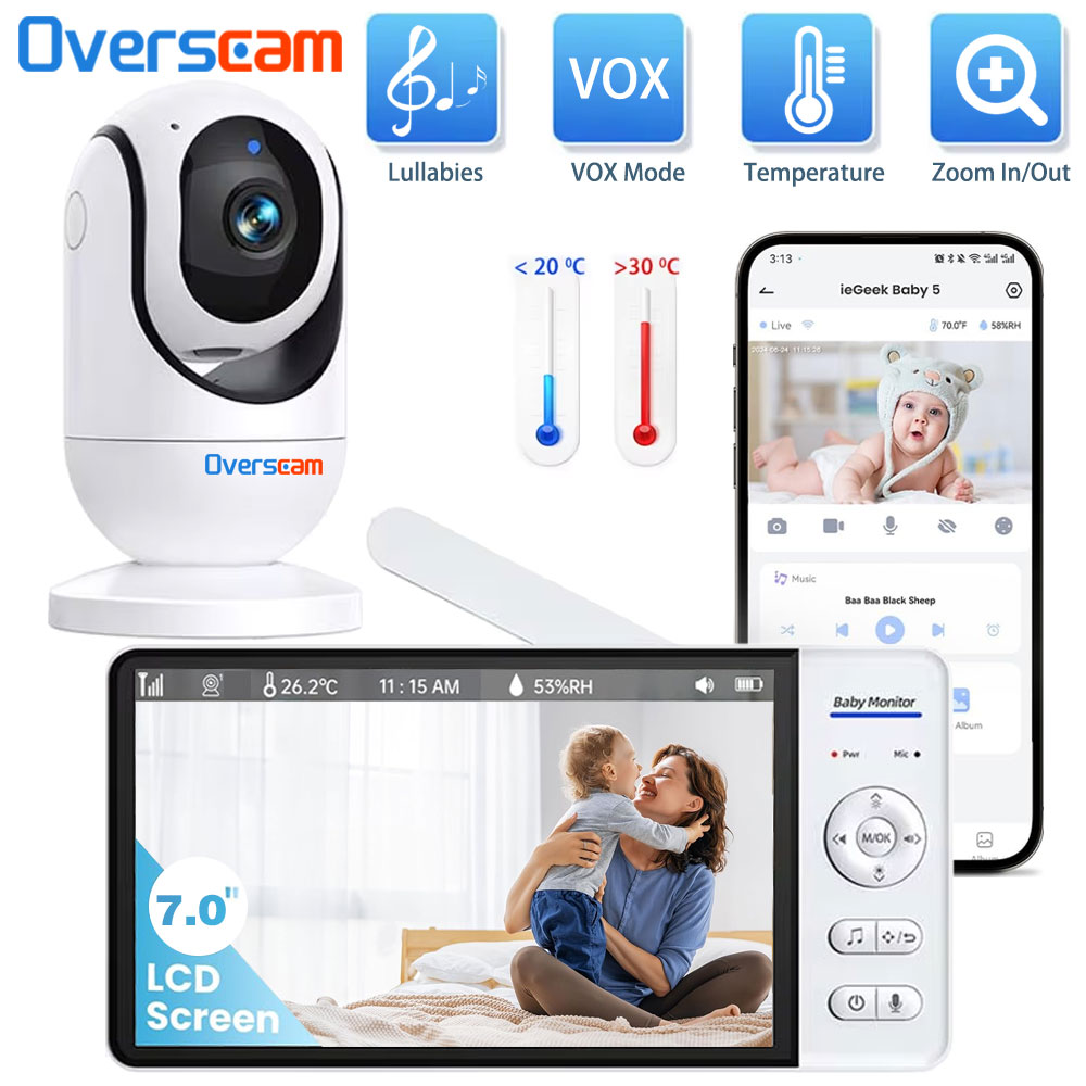 Home Security Cameras Uk - 7,0-Zoll-Bildschirm Babyphone 5000 mAh Akku Indoor