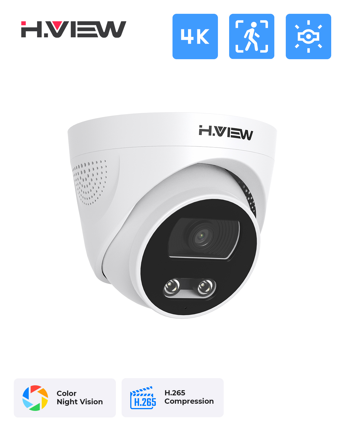 Home Security Ai - H.View 8Mp Poe Ip Kamera Ai