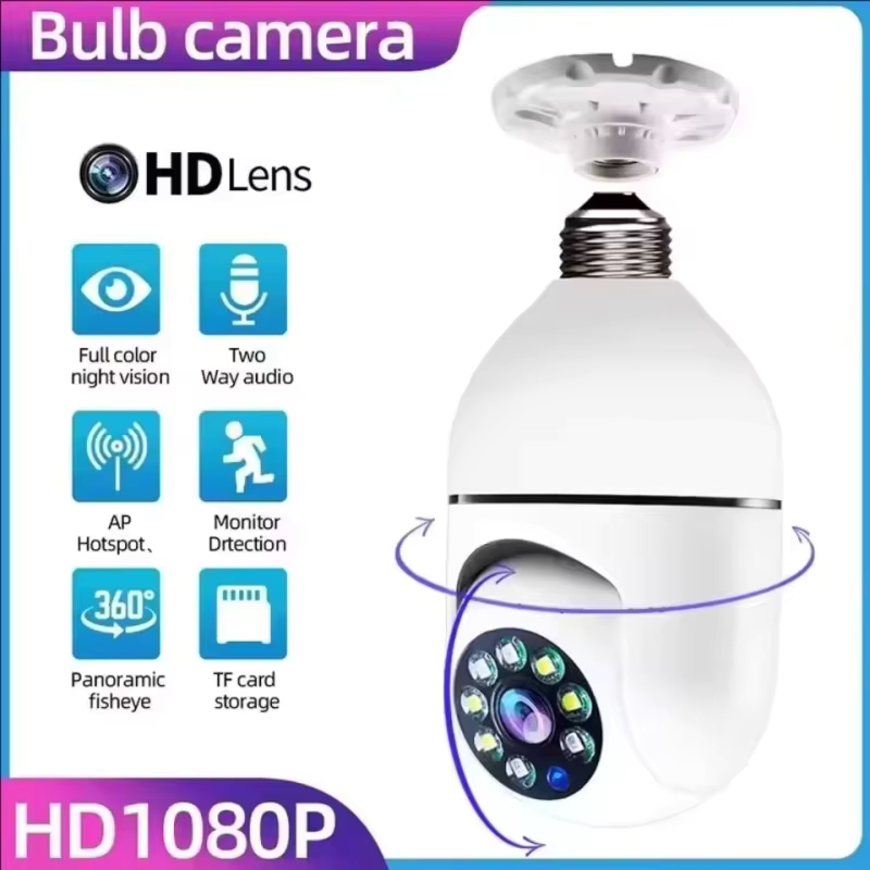Home Security Ai - 4G WiFi IP-Kamera E27 Glühbirnen-Kamera 3MP