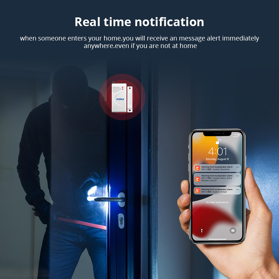Home Zone Security App - KERUI Tuya Smart WLAN-Sicherheitsalarmsystem mit Lautsprecher-Sirenen-Kit,