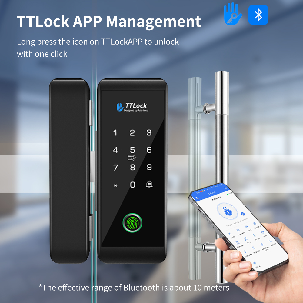 Home Security Safe - TTLOCK Intelligentes Glasschloss, Fingerabdruckerkennung, 13,56 MHz,