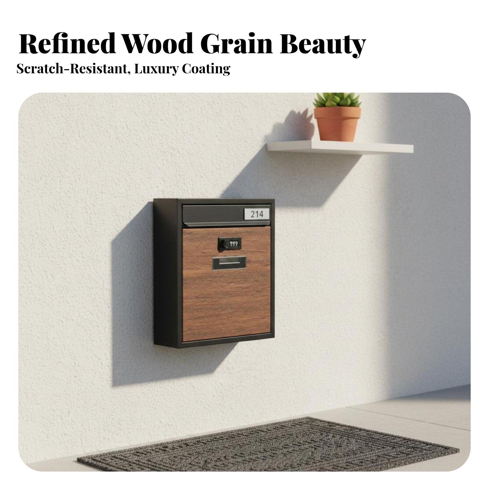 Home Security Letters - Moderner Metall-Briefkasten mit Zahlenschloss Wetterfester Briefkasten