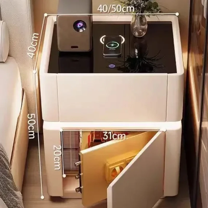 Home Security Of America - Nachttisch mit Sicherheitsfunktion, Multifunktional, Kabelloses Laden,