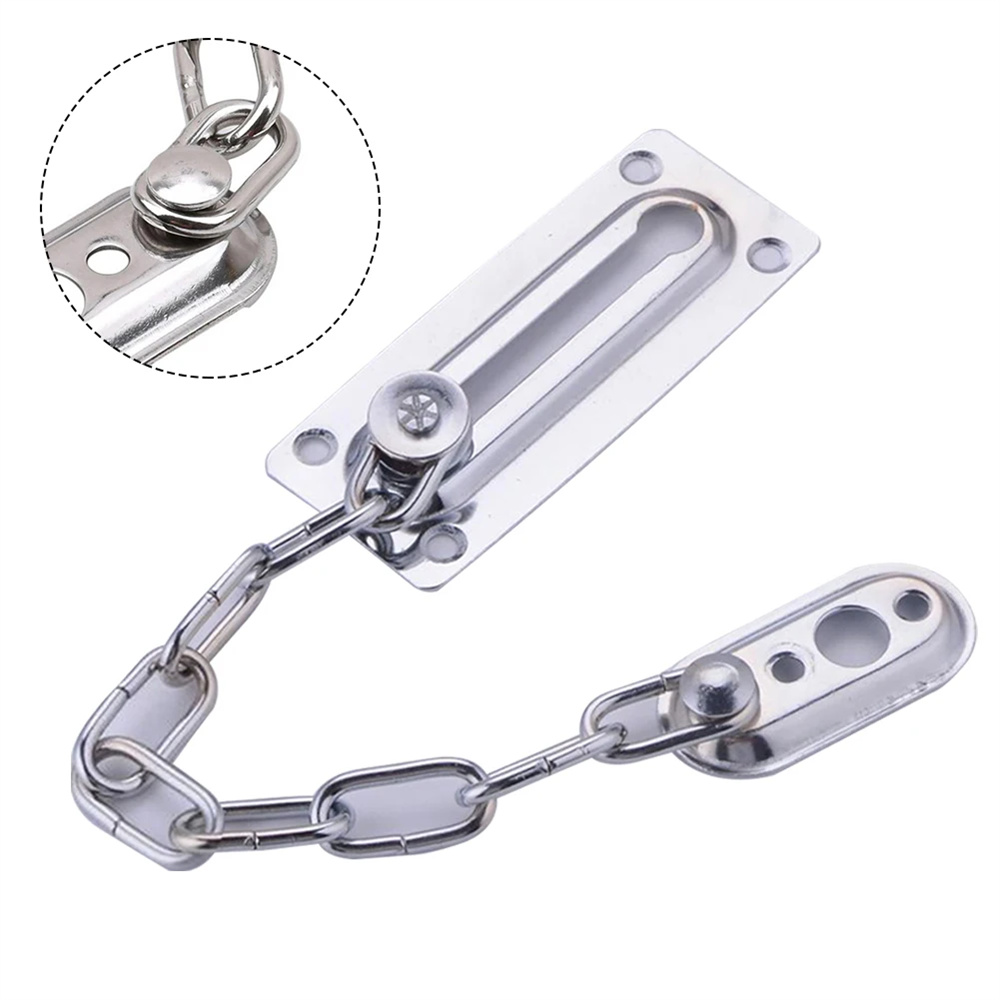 Door Chain Guard - 1 Stück Edelstahl-Sicherheitstürkette, silberner Schiebeschutzriegel, diebstahlsicherer