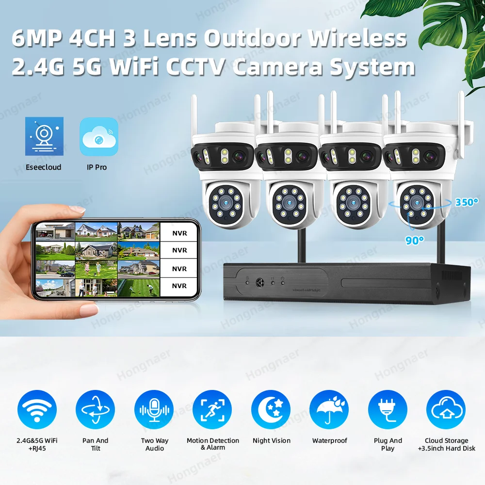 2026 Hongnaer 6MP 4CH 3-Linsen – Home Security Wireless Cameras Bewertung und Preis